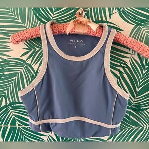 Wilo The Label Ribbed sports bra blue & white piper collection sz S